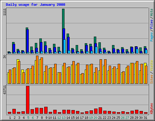 Daily usage for January 2008