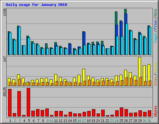 Daily usage for January 2010