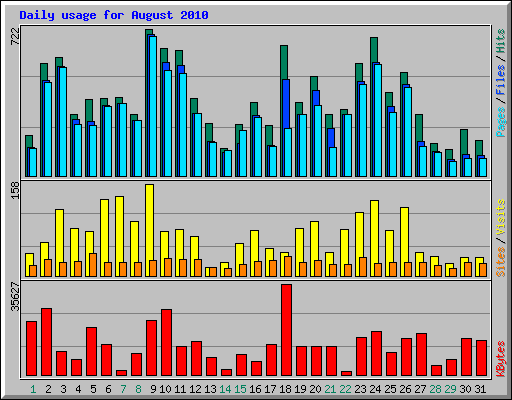 Daily usage for August 2010