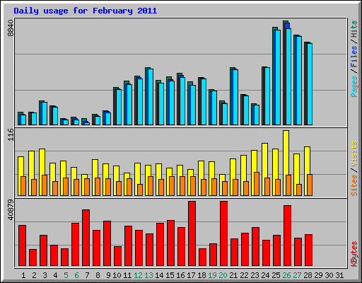 Daily usage for February 2011