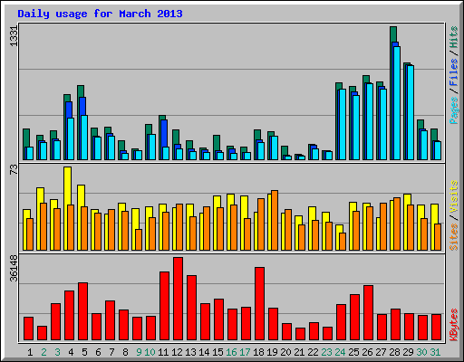 Daily usage for March 2013