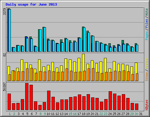 Daily usage for June 2013