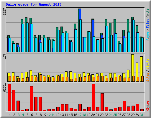 Daily usage for August 2013