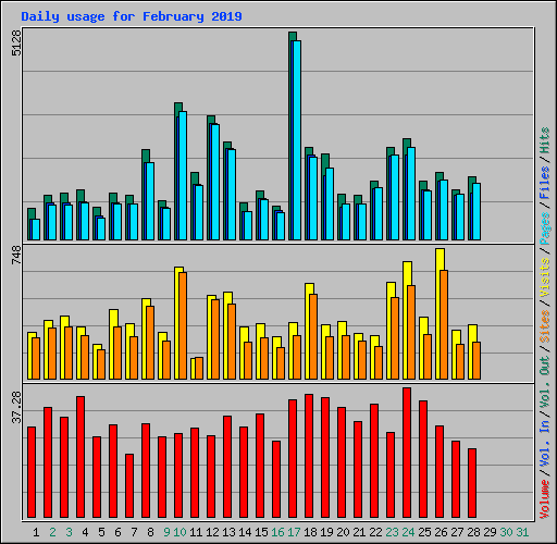 Daily usage for February 2019