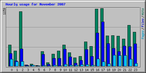 Hourly usage for November 2007