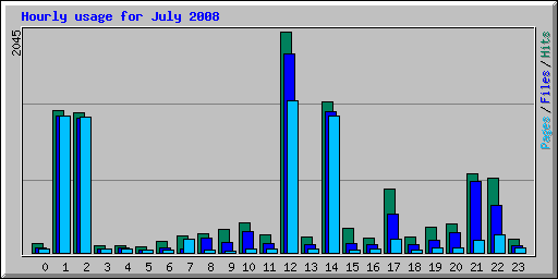 Hourly usage for July 2008