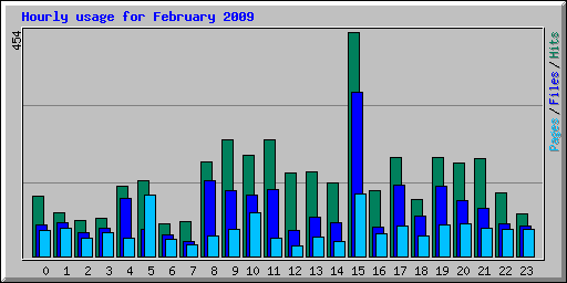 Hourly usage for February 2009