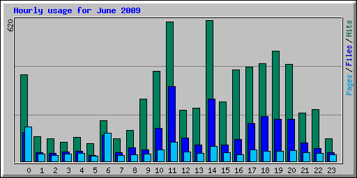 Hourly usage for June 2009