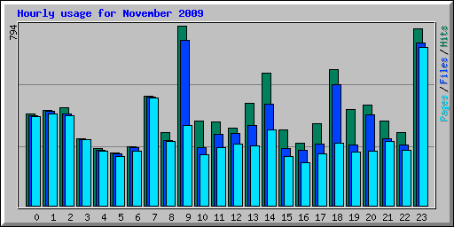 Hourly usage for November 2009