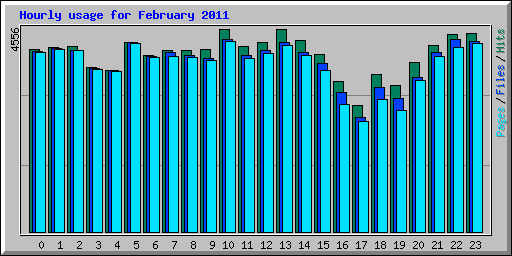 Hourly usage for February 2011