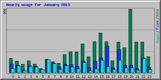Hourly usage for January 2013