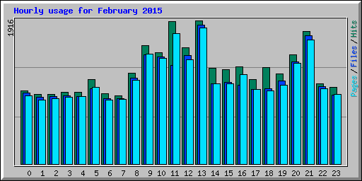 Hourly usage for February 2015