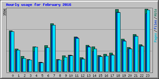 Hourly usage for February 2016