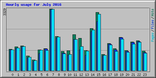 Hourly usage for July 2016