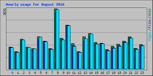 Hourly usage for August 2016