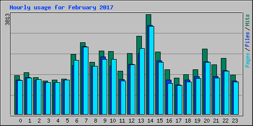 Hourly usage for February 2017